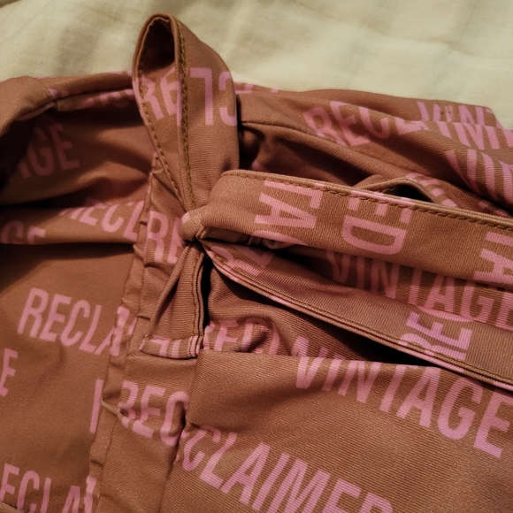 ASOS Reclaimed Vintage Set Button Down Tie Mini Skirt A Line Pink Mauve - Picture 10 of 12